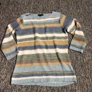 Carolyn Taylor Green and Yellow Crew Neck Sweater